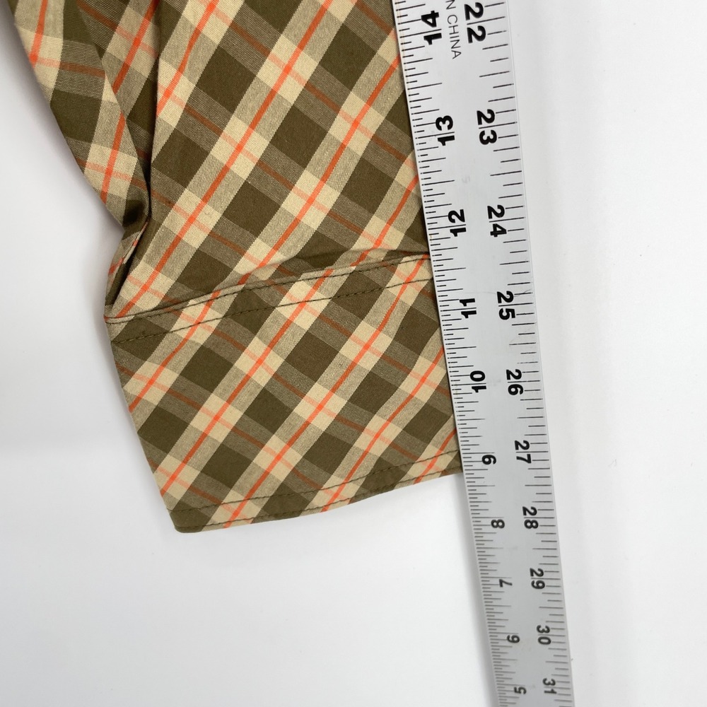 Pelle Pelle Mens XL Plaid Button Down Shirt Brown Orange Embroidered Y2K NWT VTG - Picture 7 of 10